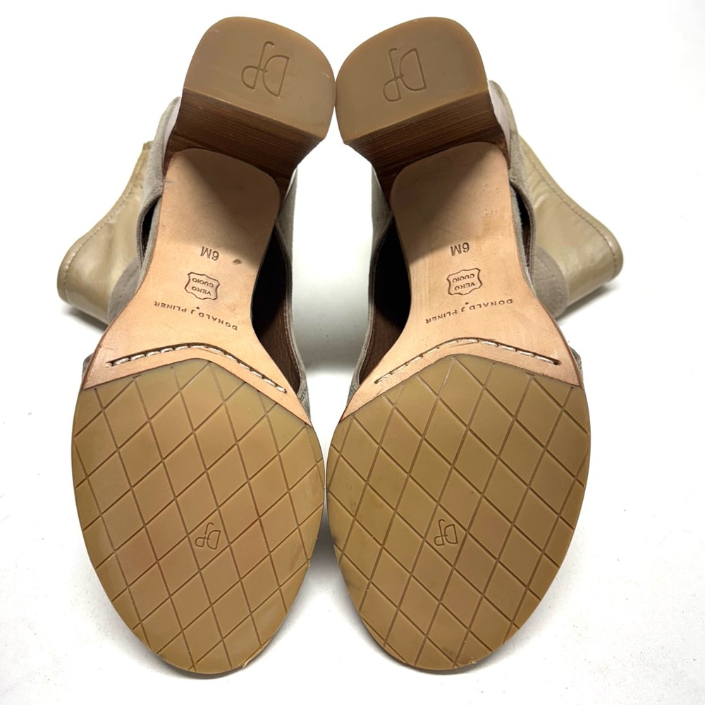 Donald J Pliner Suede Open Toe Heeled Ankle Boot Shoes Back Zip Beige Tan Size 6 - Picture 9 of 16